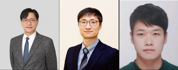   사진 1.  (왼쪽부터) 문주호 교수, 김형일 교수, 박영선 석박통합과정생 (제 1 저자)