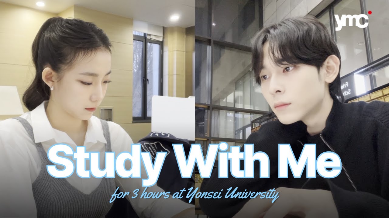 [Study with me] 연세대에서 같이 공부해요🦅💙 | 3 hour + fire crackling sounds🔥